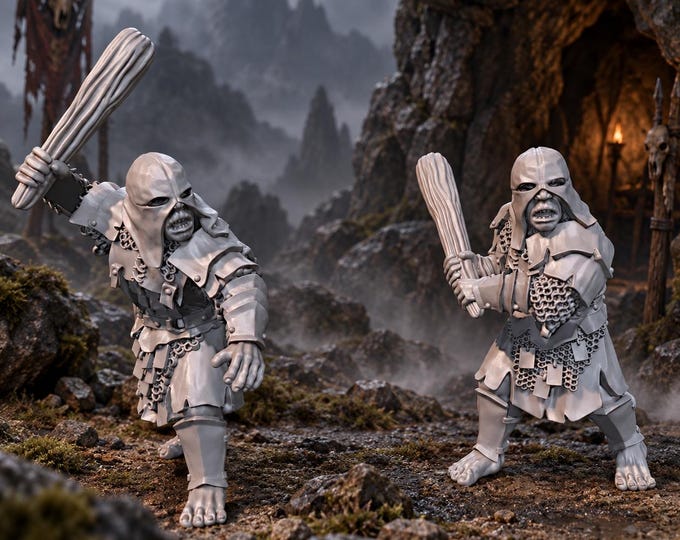 Half Trolls X2 28mm Fantasy Unpainted Resin Wargame Miniatures