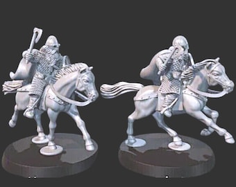 Mounted Fyrd Riders with Axes & Shields 28mm 1/56