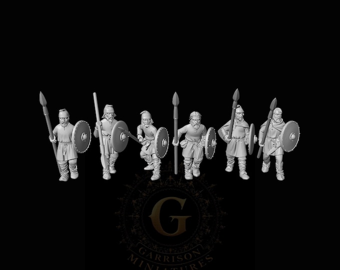 Unarmored Saxon Spearmen X6: 28mm