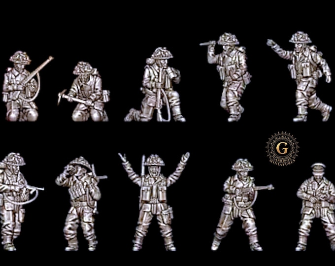 WW2 British Infantry X9 Set 3 Ideal Black Powder etc 28mm 1/56 Wargames and Collectors Figures by 3DB for Garrison Miniatures