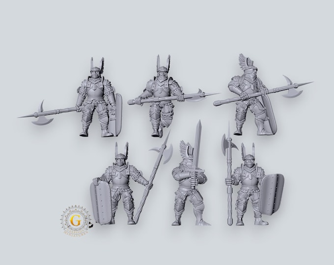 Elite Guards X6 28mm Fantasy Unpainted Resin Wargame Miniatures