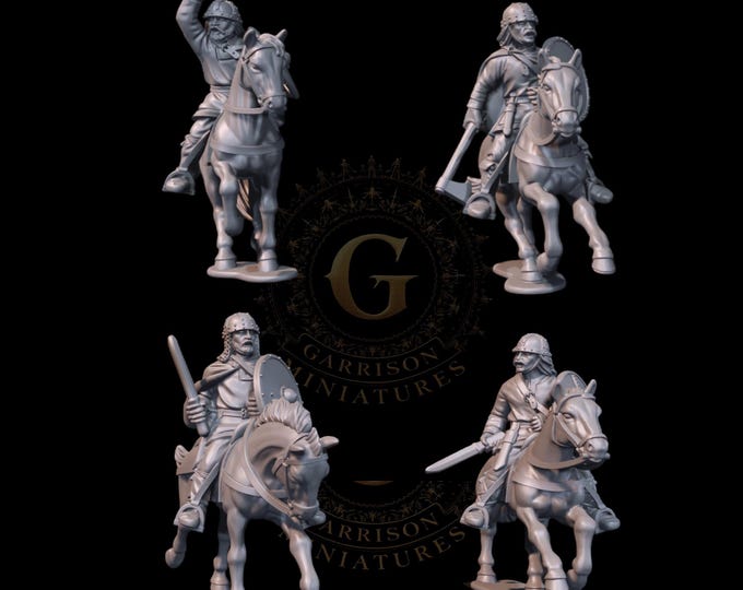 Mounted Carolingians with Hand Weapons X4:  28mm