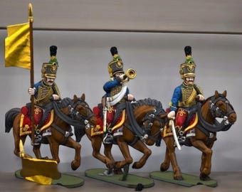 Napoleonic Austrian Hussars Command -UNPAINTED 28mm 1/56