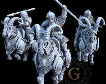 Dwarf Mountain Goat Riders X3: 28mm