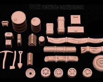Vehicles equipment & stowage pack - Ideal Bolt Action etc 28mm 1/56