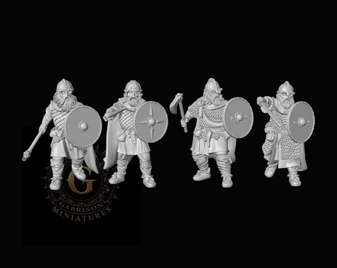 Viking Warriors X4 28mm Dark Ages Unpainted Resin Wargame Miniatures