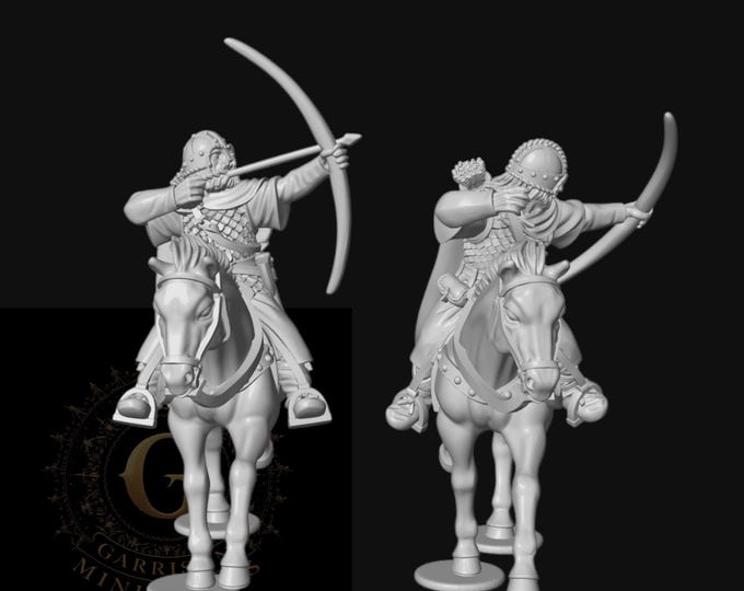 Mounted Saxon Horse Archers X2: 28mm Dark Ages Unpainted Resin Wargame Miniatures