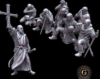 Medieval Warrior Priest and Praying Knights 28mm 1/56