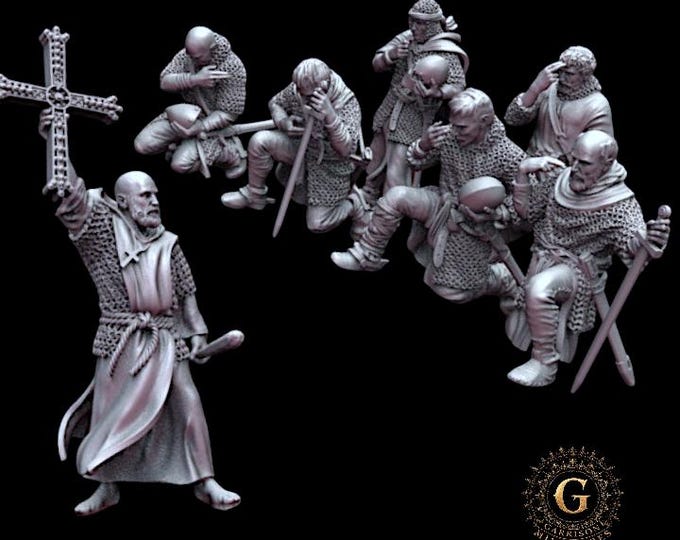 Medieval Warrior Priest and Praying Knights 28mm 1/56