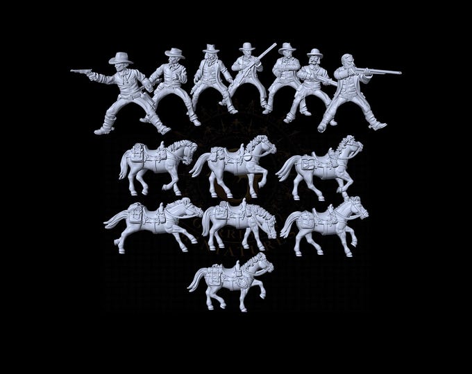Mounted US Marshals, 28mm/32mm