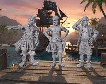 Pirate Crew X3 28mm Unpainted Resin Miniatures Pirates Wargaming RPG D&D