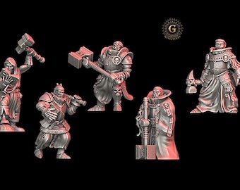 Trench Crusade Compatible Grimdark Battle Priests X5 32mm