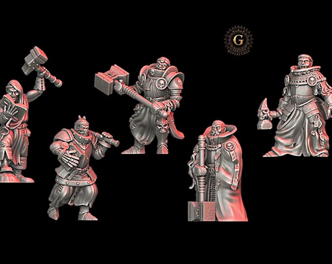 Trench Crusade Compatible Grimdark Battle Priests X5 32mm