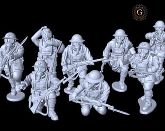 WW1 USMC American Expeditionary Force in Gas Masks Belleau Wood 1918 28mm 1/56