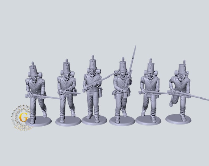 Portuguese Grenadiers Charge x6 28mm Napoleonic Unpainted Resin Miniatures