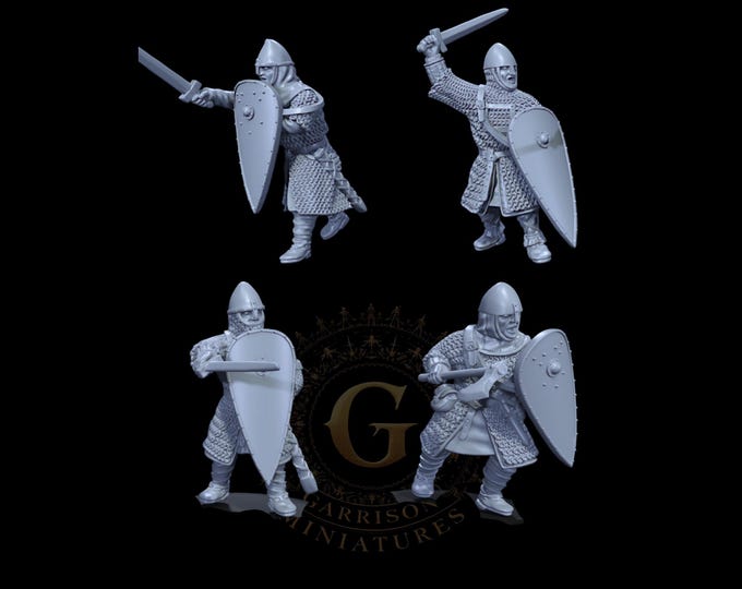 11thC Norman Knights on Foot Set 2 28mm