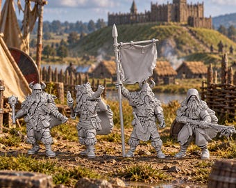 Barbarian Wildmen Command X4 28mm Dark Ages Unpainted Resin Wargame Miniatures