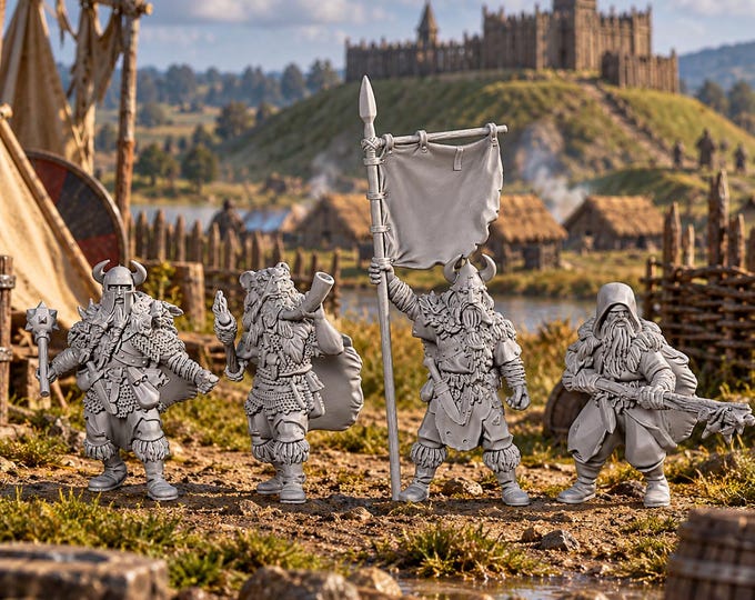 Barbarian Wildmen Command X4 28mm Dark Ages Unpainted Resin Wargame Miniatures