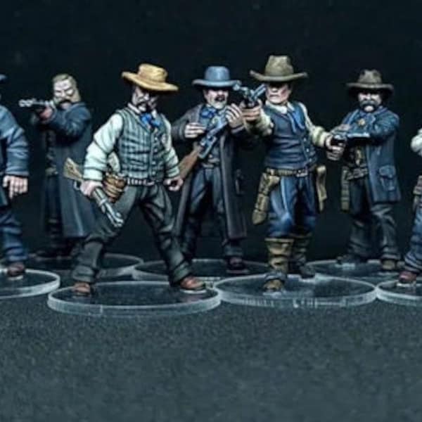 US Marshals x 7  on foot - Wargames and Collectors, Wild West, Gunfighter's Ball etc 32mm and 28mm Scales
