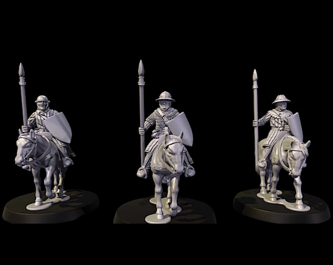 Mounted Medieval Scottish Sergeants With Spears  28mm 1/56