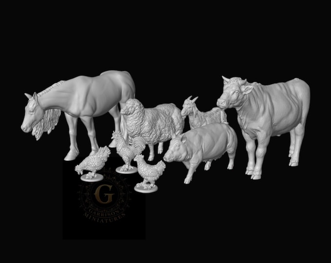 HO Scale Wild West 1/87 Unpainted Resin Farm Animals Miniatures Train Layout
