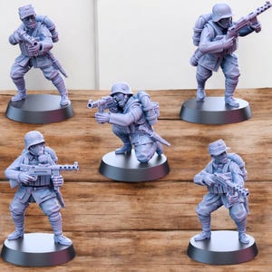 WW2 Chinese NRA 88th Division Infantry SMGs -5 Figures 28mm 1/56 Wargames and Collectors Figures by Kyoushuneko for Garrison Miniatures