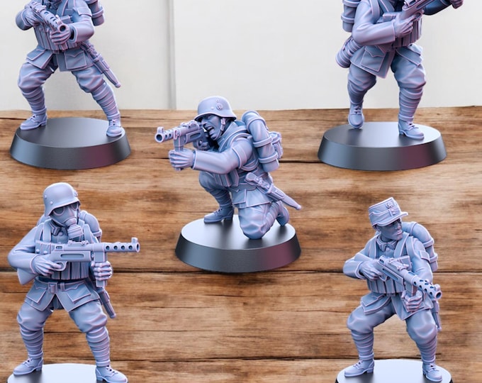 WW2 Chinese NRA 88th Division Infantry SMGs -5 Figures 28mm 1/56 Wargames and Collectors Figures by Kyoushuneko for Garrison Miniatures