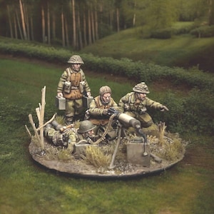 UNPAINTED WW2 Hürtgenwald Canadian Vickers HMG ideal Bolt Action 28mm 1/56 Wargames and Collectors Figures by RKX for Garrison Miniatures