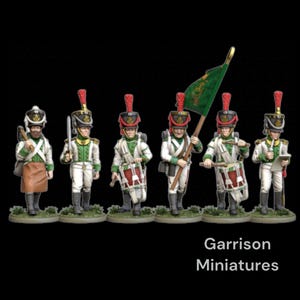 Napoleonic 28mm Saxony Infantry Command Group X6 UNPAINTED 28mm 1/56 Wargames and Collectors Figures by Garrison Miniatures