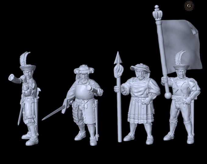 Swiss Mercenaries Command 16thC 28mm 1/56