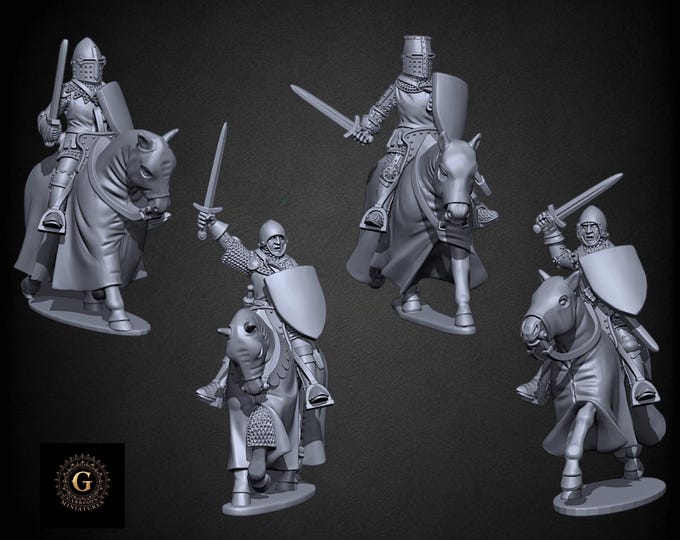 Foot Knights with 2-Hand Weapons: 28mm 1/56