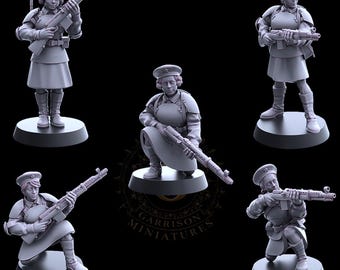 Konflikt '47 Weird War Compatible Soviet War Maidens with Rifles Set 1 X5 28mm