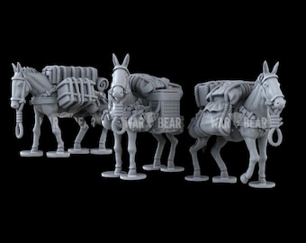 WW2 etc Pack Mules 28mm 1/56