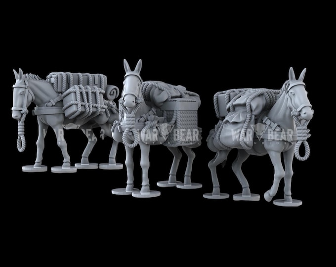 WW2 etc Pack Mules 28mm 1/56