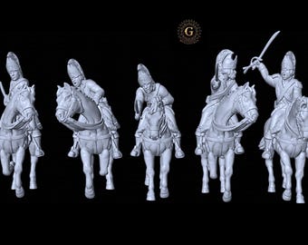 Revolutionary War/AWI Continental Dragoons Charging X5 Figures 28mm 1/56