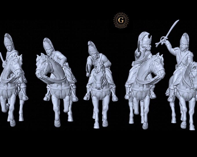 Revolutionary War/AWI Continental Dragoons Charging X5 Figures 28mm 1/56 Wargames and Collectors Figures by Eskice for Garrison Miniatures