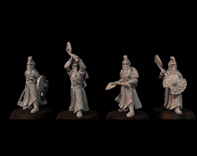 Elves with Ax & Shield 28mm 1/56 Unpainted Wargames and Collectors Figures by Medbury Miniatures for Garrison Miniatures