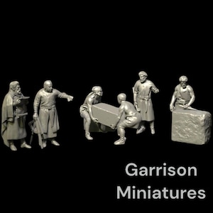 Medieval Masons and Craftsmen Set - 28mm 1/56 Wargames and Collectors Figures by Reconquer Designs for Garrison Miniatures