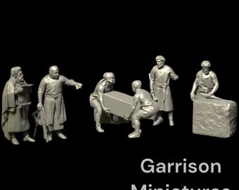 Medieval Masons and Craftsmen Set - 28mm 1/56