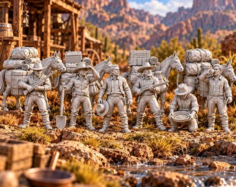 HO Scale Wild West 1/87 Unpainted Resin Prospectors Mule Team Miniatures Train Layout