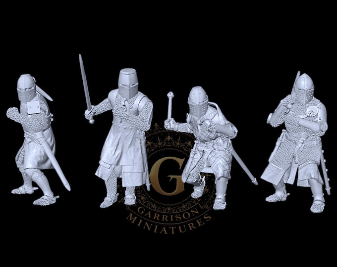 14th Century Foot Knights In Great Helms 28mm 1/56