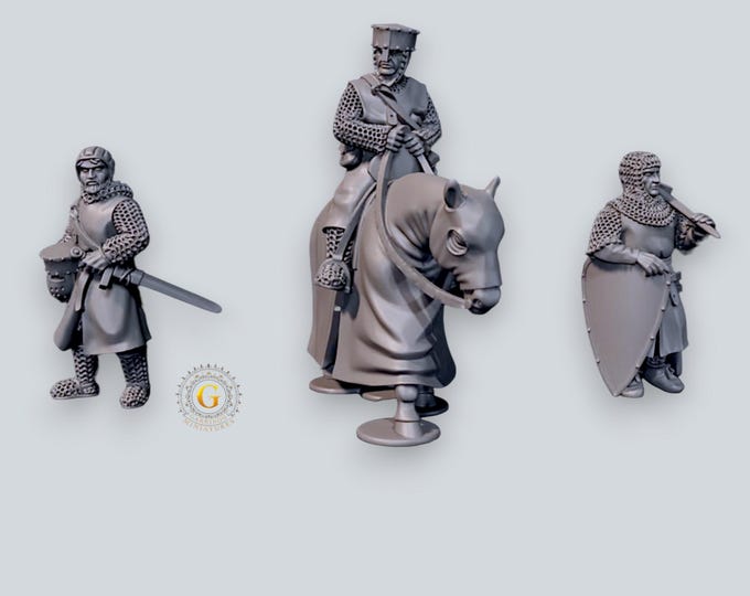 Knights at Rest X3: 28mm Medieval Unpainted Resin Wargame Miniatures