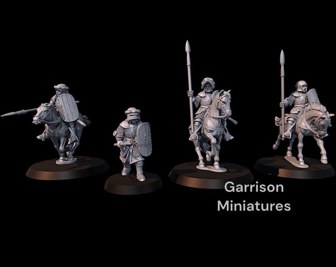 Arnaudin Knights X4 - 28mm Miniatures ideal for LoTR, MSBG etc 28mm 1/56 Wargames and Collectors Figures by Medbury for Garrison Miniatures