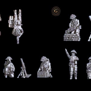 WW2 British Infantry Mortars X8 Ideal Bolt Action etc UNPAINTED 28mm 1/56 Wargames and Collectors Figures by Garrison Miniatures