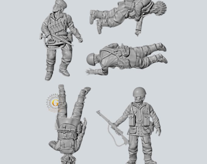 British Red Devils Paratroops Casualties X5 28mm & 20mm WW2 Unpainted Resin Figures