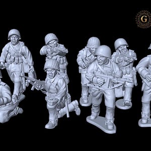 WW2 US Infantry Darby&#39;s Rangers Squad X8 ideal for Bolt Action etc. 28mm 1/56 Wargames and Collectors Figures by Garrison Miniatures