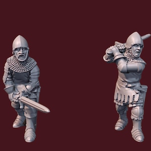 Medieval Knights Miniatures Set X2 28mm Miniatures 100yr War Theme Unpainted Figures for Wargames and Collectors by Garrison Miniatures