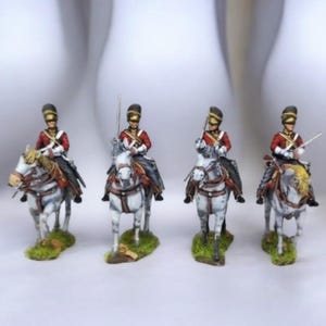 Napoleonic British Heavy Cavalry 2nd Dragoons (Scots Greys) Waterloo  28mm 1/56 Unpainted Wargames Collectors Figures by Garrison Miniatures