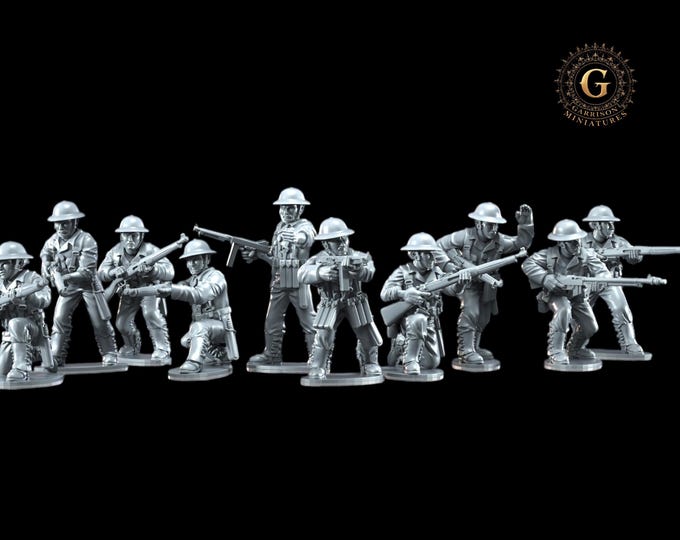 WW2 US Army Philippine Scouts Unit X10 ideal Bolt Action 28mm 1/56 Wargames and Collectors Figures by BattleCat for Garrison Miniatures