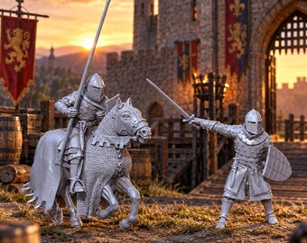 Count Ermengol X, Foot & Mounted: 28mm Medieval Unpainted Resin Wargame Miniatures